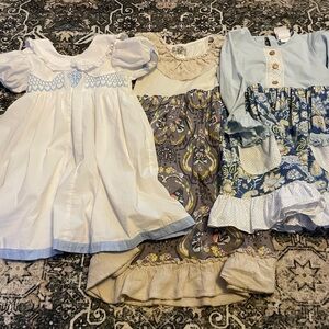 Sage Kids Dress with Cream Lace and Gray Butterfly Print